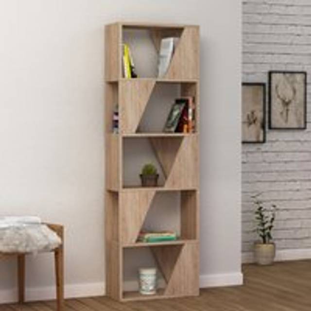 Decortie Frame 5 Shelf Oak Bookcase - Cream