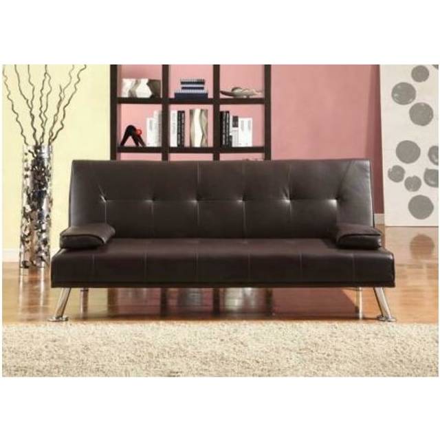 (Brown) Comfy Living Cairns Italian-Style Faux Leather Sofa Bed