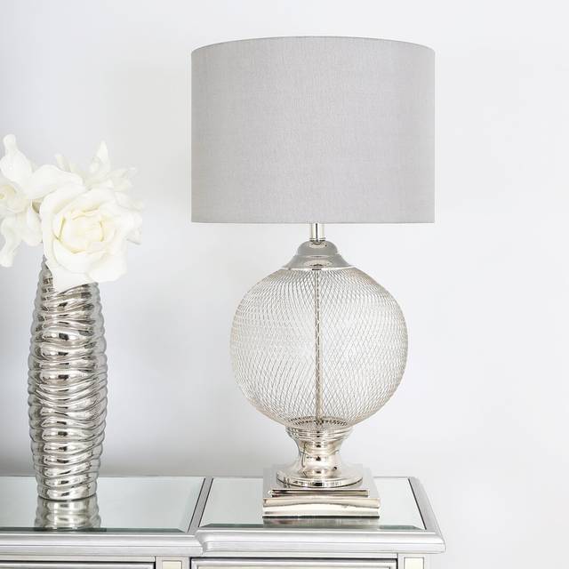 Luxury Table Lamp for Living Room, Bedside Buffet Lamp with Metal Base & Linen Shade