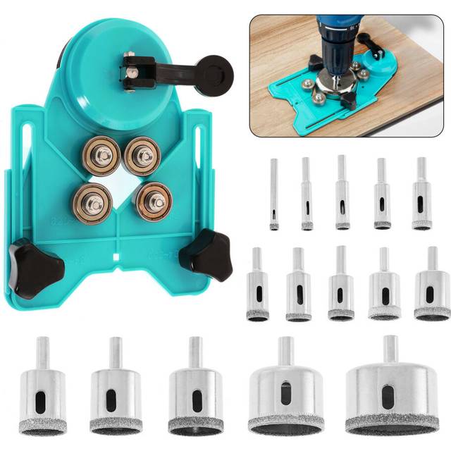 Diamond Drill Bits Set  Separate Tile Stopper Drill Bit Hole Opener Hole Saw Centering Locator Suction Holder for Glass Ceramics