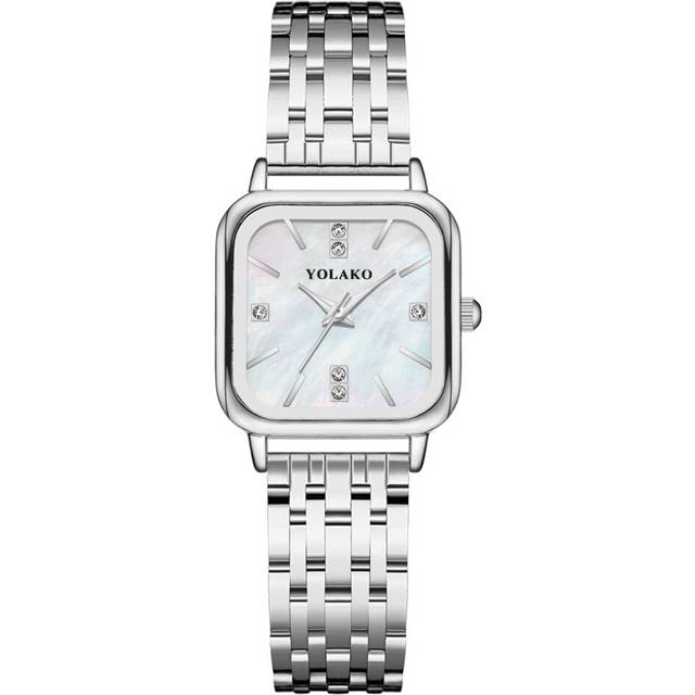 Square Women Watches Rhinestone Scale Wristwatch Lady Clocks Relogio Feminino Stainless Steel Strip Watch Women Gift - Multicoloured
