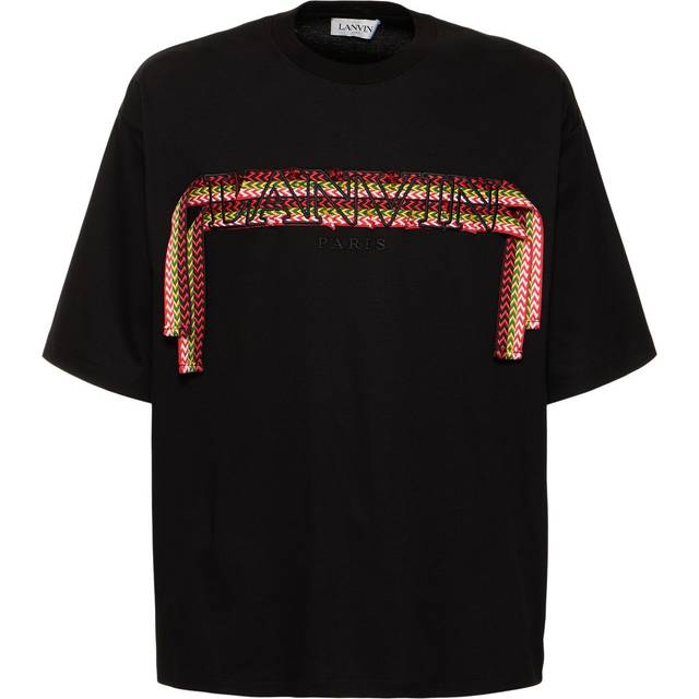 Lanvin Black Curb Lace T-Shirt - 10 BLACK - XL