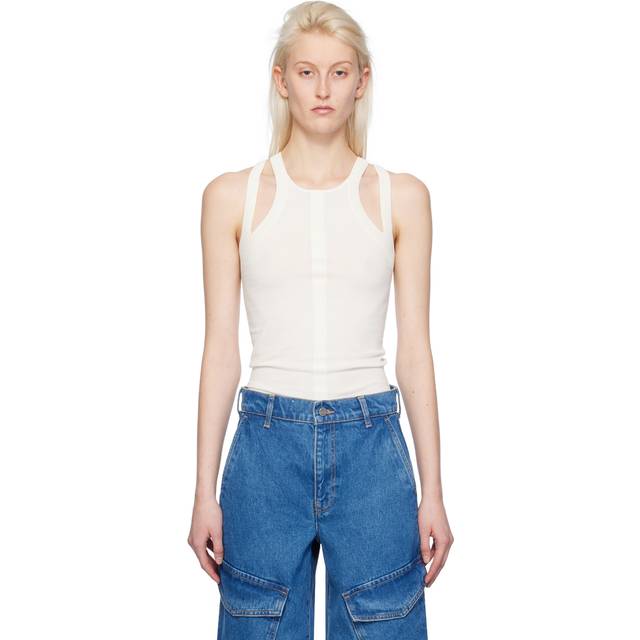 Dion Lee White Sculpt Muscle Tank Top - Ivory - L