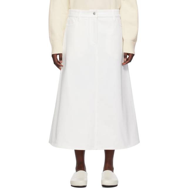 Studio Nicholson White A-Line Denim Maxi Skirt - White - 3