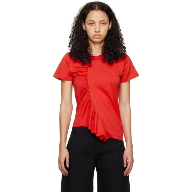 Marques Almeida Red Gathered T-Shirt - Red - XXS