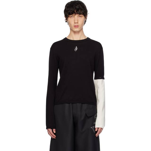 JW Anderson Black Contrast Sleeve Sweater - 999 BLACK - XS