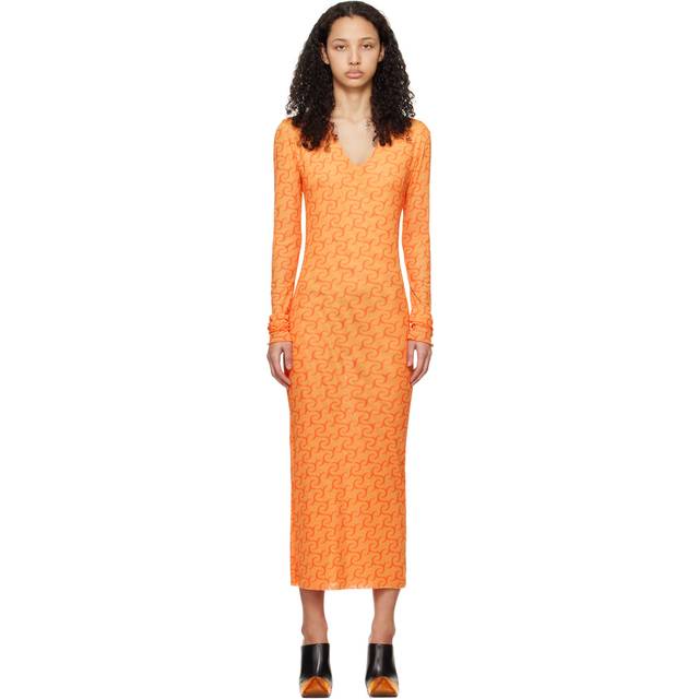 Jade Cropper Orange Printed Midi Dress - 154 - Logo Orange - XS