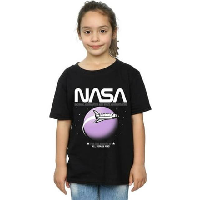(7-8 Years, Black) NASA Girls Shuttle Orbit Cotton T-Shirt