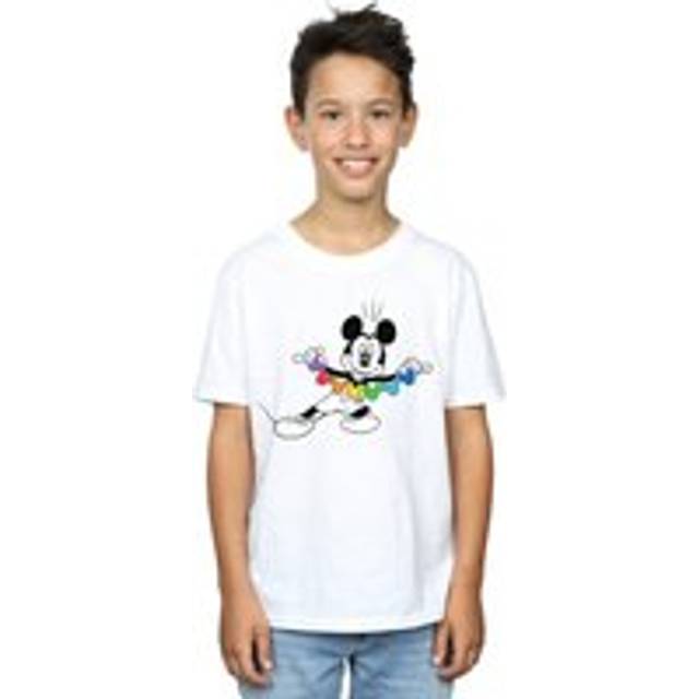 (5-6 Years, White) Disney Boys Mickey Mouse Rainbow Chain T-Shirt
