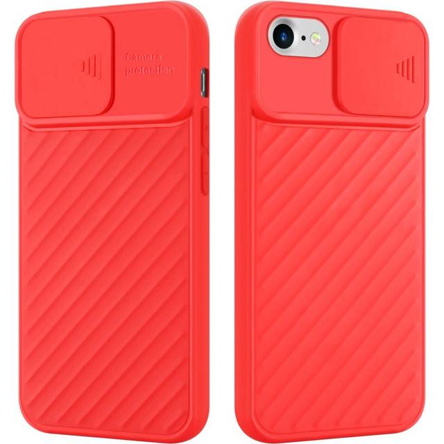 (Red) Cadorabo case for Apple iPhone 7 / 7S / 8 / SE 2020 TPU silicone cover camera protection Display Saver Display Protection