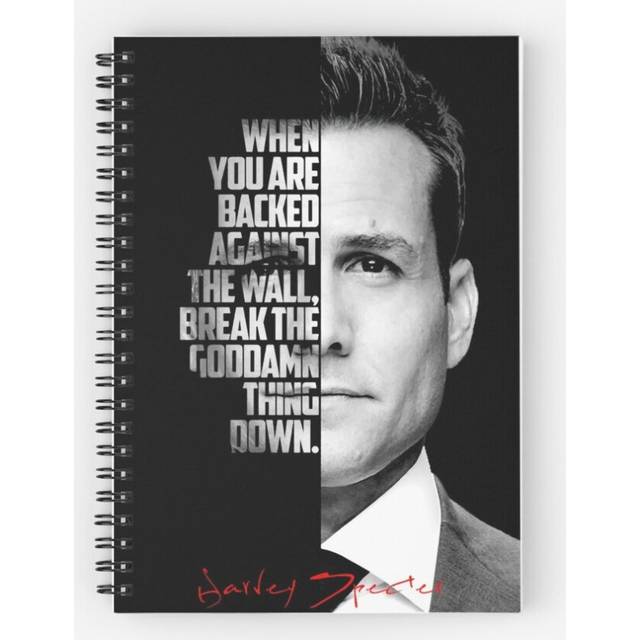 Spiral Notebook Black and white Harvey Specter quote. A5 120 Pages