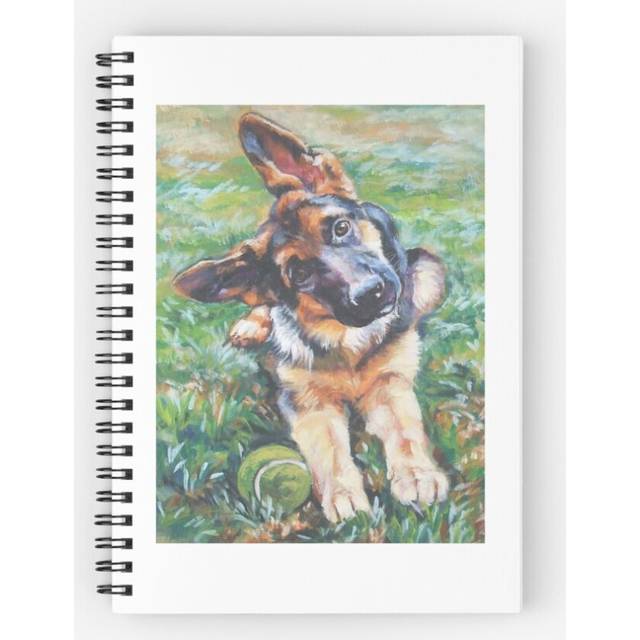 Spiral Notebook German Shepherd Fine Art Painting A5 120 Pages