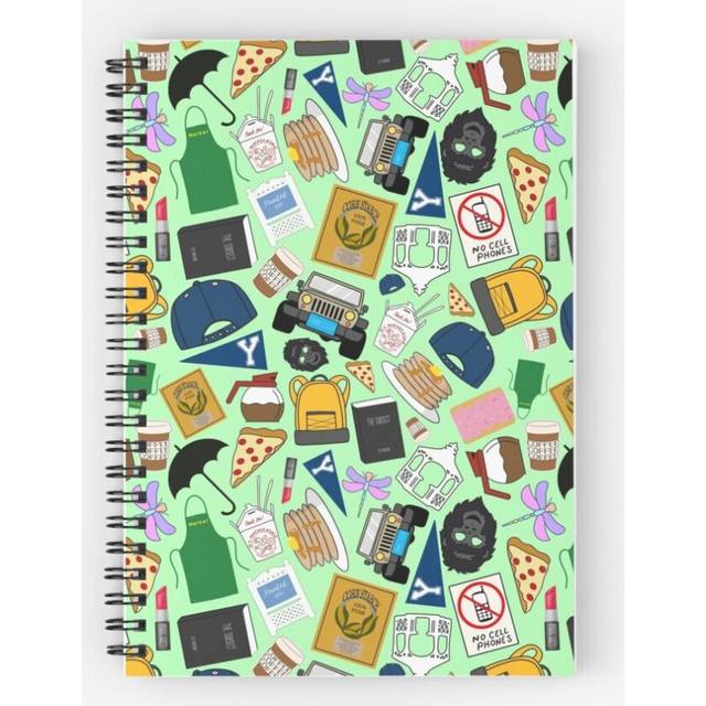 Spiral Notebook Ultimate Fan Pattern Icons All Over Print Green Pack A5 120 Pages