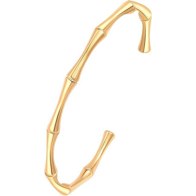 Dainty Gold Bar Bracelet for Women Simple Delicate Thin Cuff Bangle Hook Bracelet 18K Gold Plated Handmade Minimalist Jewelry