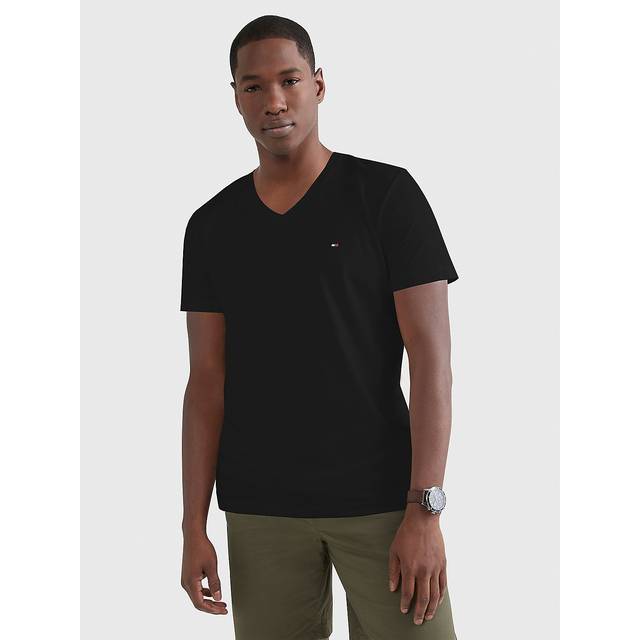 Tommy Hilfiger Men's Slim Fit V-Neck T-Shirt (Large  Black)