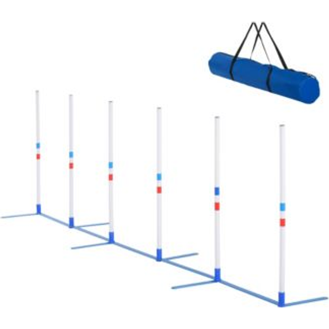 Adjustable Dog Agility Training Obstacle Course Set with Weaves Poles Storage Bag for Pet Dogs Outdoor Games Exercise