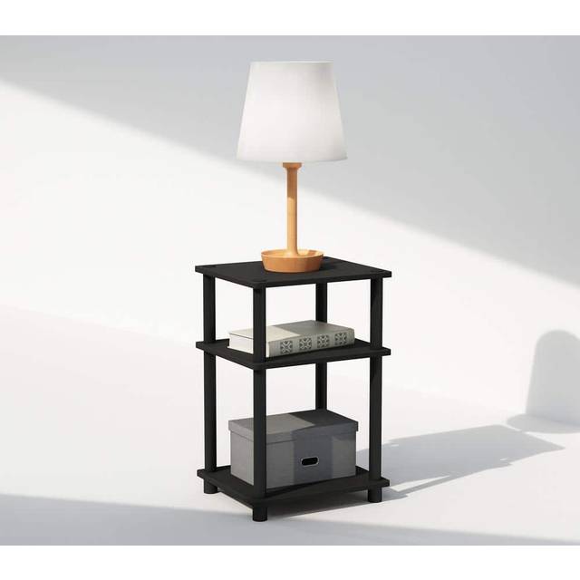 Furinno Just 3-Tier Turn-N-Tube Open Storage Nightstand  1-Pack  Plastic Poles  Americano/Black