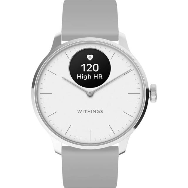 WITHINGS ScanWatch Light Hybrid Smart Watch - Pearl White, 37 mm, Silver/Grey,White