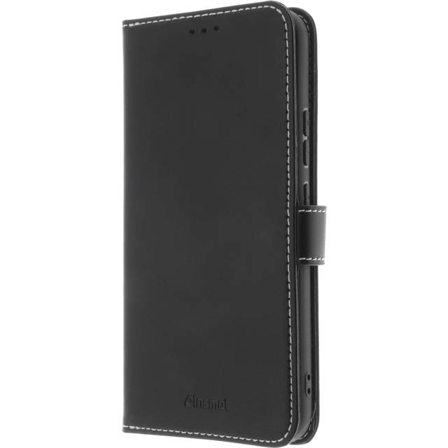 Insmat Exclusive Flip Case - Vikbart fodral för mobiltelefon - genuint läder, termoplastisk polyuretan (TPU), kartong+papper+aluminiumfolie - svart - för Samsung Galaxy A34 5G