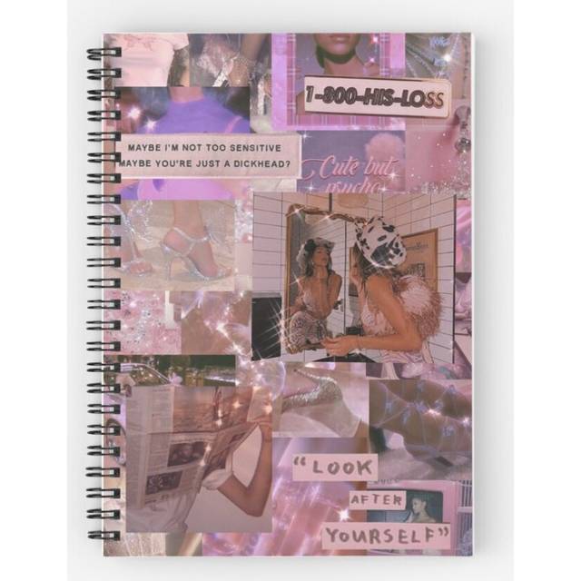 Spiral Notebook y2k glitter pink collage  A5 120 Pages