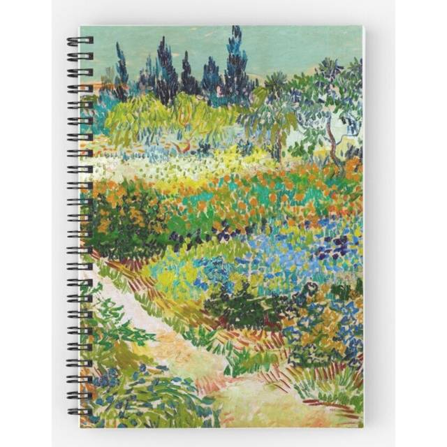 Spiral Notebook 1888-Vincent van Gogh-Garden at Arles, Flowering Garden with Path-88x102 A5 120 Pages
