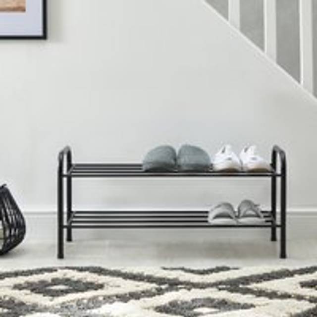 Black Metal 2 Tier Shoe Rack
