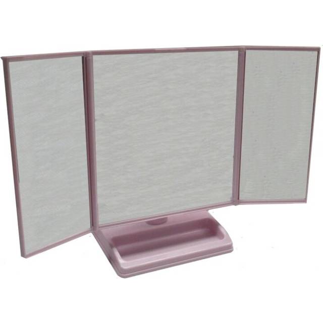 Folding Pink Vanity Mirror - Small Personal Stand Cosmetic