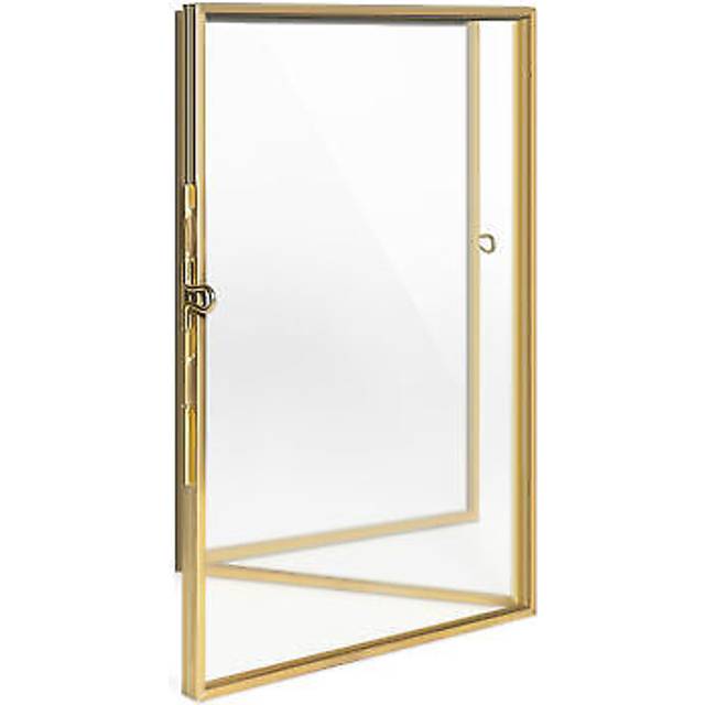 Folding Triple Photo Frame - Fits 15x10cm Photos - Double-Sided Brass and Glass Picture Frame for Multiple Portrait Pictures - Size XS, Gold