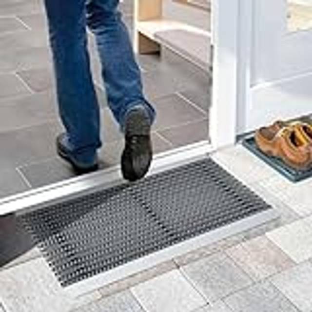 Aluminium Barrier Dirt-Trapper Door Mat Grey Brush 60cm x 40cm - 40cm x 60cm