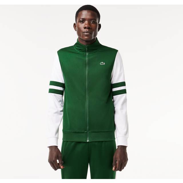 Lacoste Mens Sportsuit Striped Tennis Sweatshirt in Green White Cotton - Size Medium