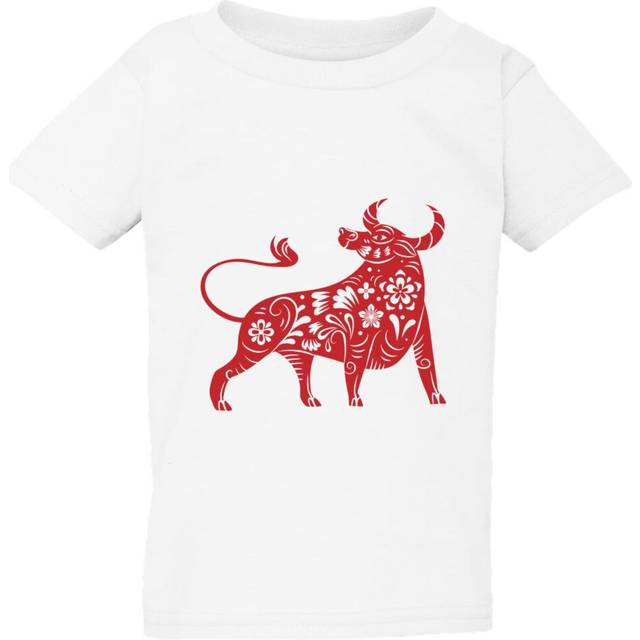 (2XL / 6T / 5-6 YO) Chinese Zodiac Shengxiao New Year OX Bull Boys Girls White T Shirt Tee Top Kids