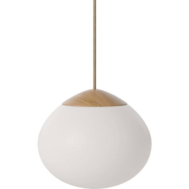 Bolia - Acorn Suspension Lamp Glass Ø 21cm - opal, eiche/geölt/HxØ 18x21cm/Fassung 1xE14 max. 25W - oak (18.0 x &#8960;21.0cm)