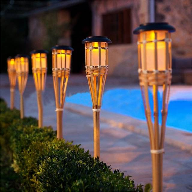 2pcs Outdoor Garden Solar Bamboo Torch Light Landscape Pathway Solar Torch Light Solar Pathway Lawn Lamps Spotligh Party decoration lamp