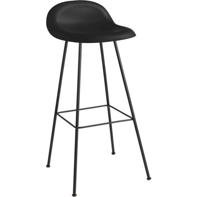 Gubi - 3D Bar Stool, Unupholstered, Center Base, Top - Midnight Black - Barstolar & barpallar - Svart - Metall/Trä