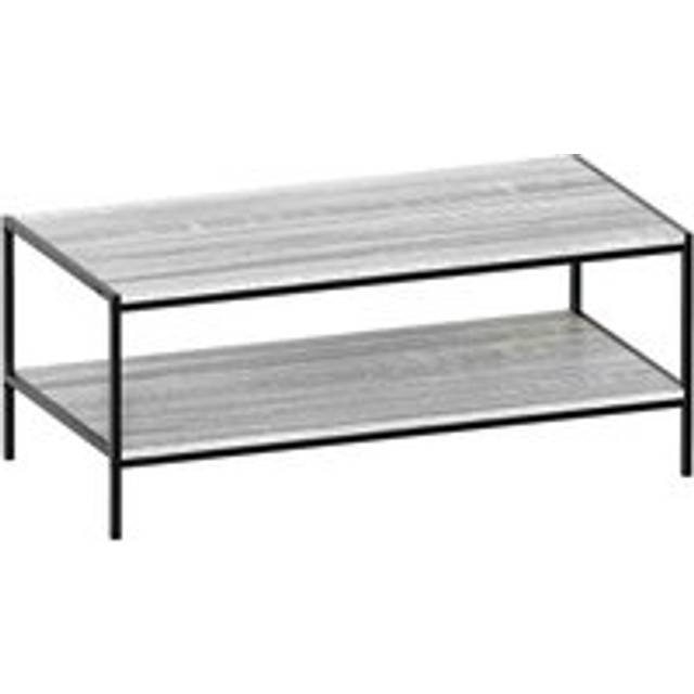 Vida Designs Brooklyn Coffee Table 2 Tier Shelf Display Industrial Style Living Room Furniture, Grey, Grey