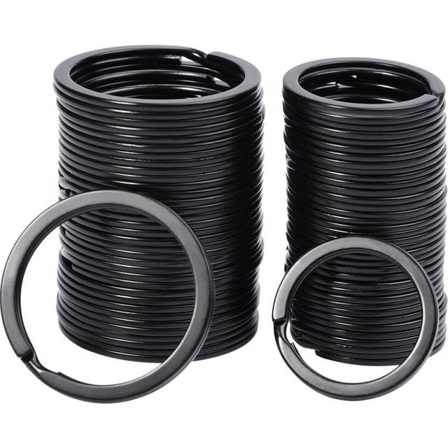 40 Pieces Flat Key Rings Metal Split Rings Keyrings Keychain Ring for Car Home Keys Attachment, 1 and 1.25 Inch, Black