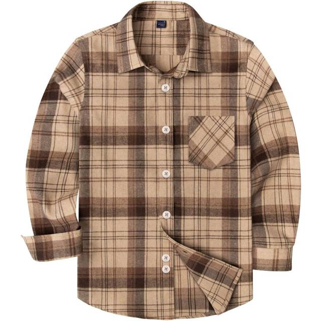 siliteelon Kids Boys Long Sleeve Button Down Flannel Buffalo Plaid Shi