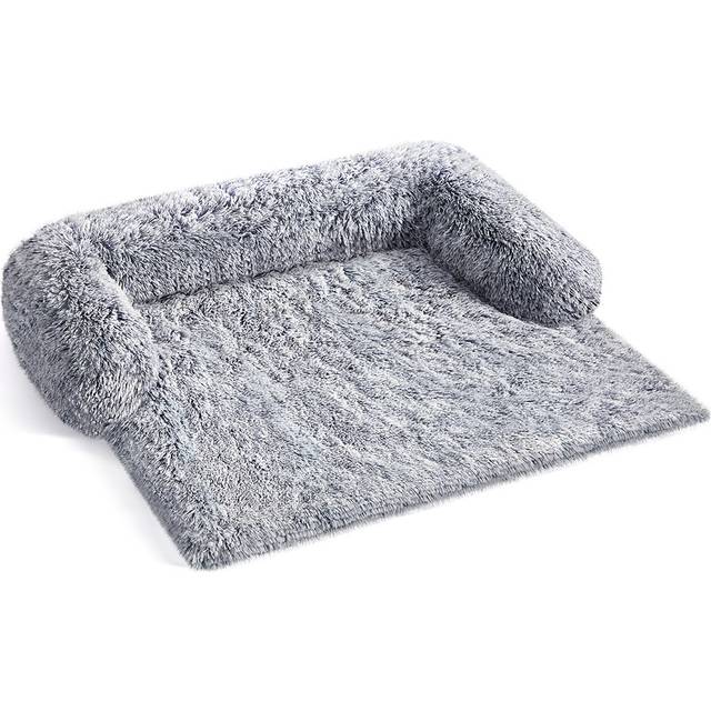 Fluffy Hug Dog Sofa Bed with Removable Cover, XL (110 x 95 x 18 cm) / Grey Ombré
