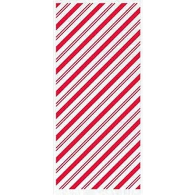 Unique Party Stripe Cellophane Gift Bag (Pack of 20) - Red/white