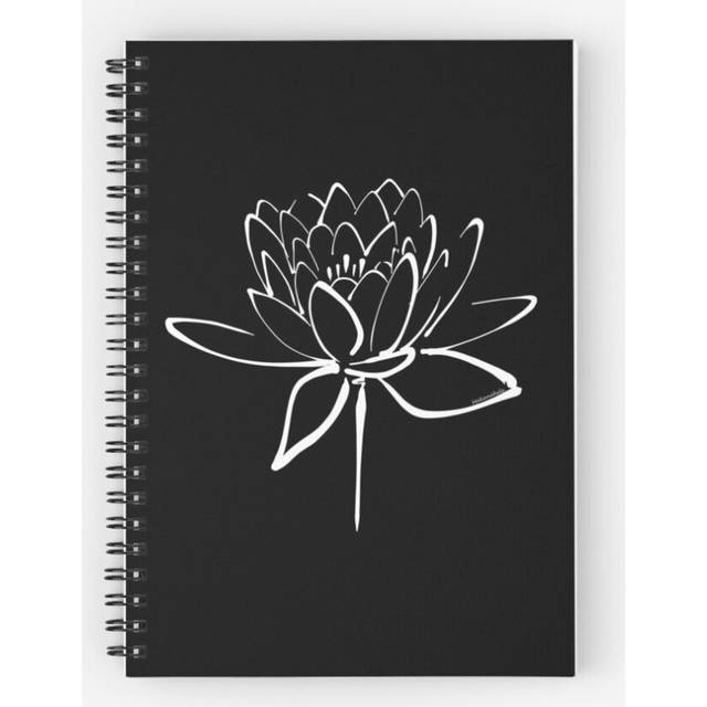 Spiral Notebook Lotus Flower Calligraphy (White) A5 120 Pages