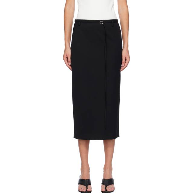 St. Agni Black Belted Midi Skirt - Black - XL