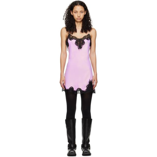 Marques Almeida Pink Sweetheart Neck Minidress - Pink and Black - L