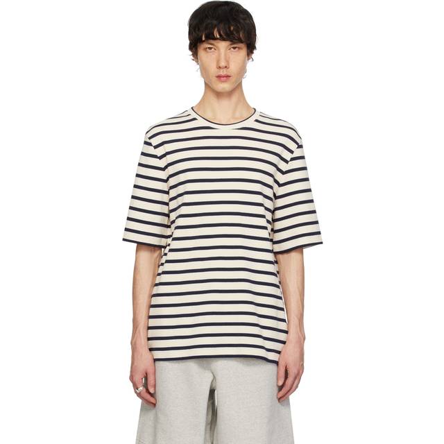 Jil Sander, Topp, Herr, L, Bomull, Randig T-shirt - beige (L)