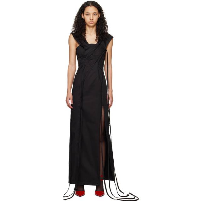Jade Cropper Black Asymmetric Maxi Dress - 009 - Black - XS
