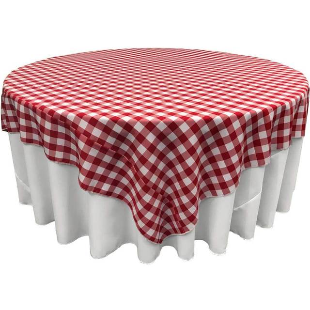 LA Linen Polyester Gingham Checkered 72 by 72-Inch Square Tablecloth  White and Red
