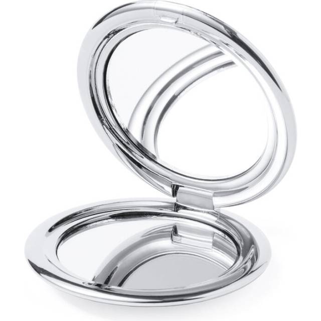 (Silver) Metallic Magnifying Double Sided Compact Mirror