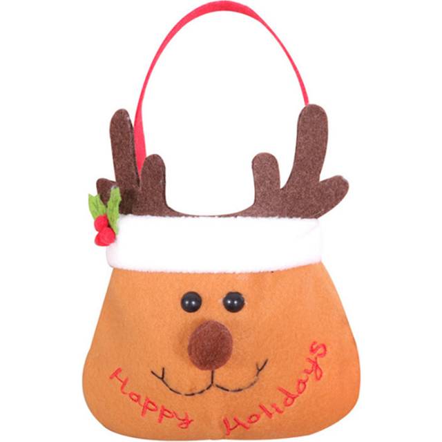 Dsport C319 Christmas Embroidered Elk Gift Bag Christmas Apple Bag Candy Bag Tote Bag Cookie Bags for Christmas Wedding Party