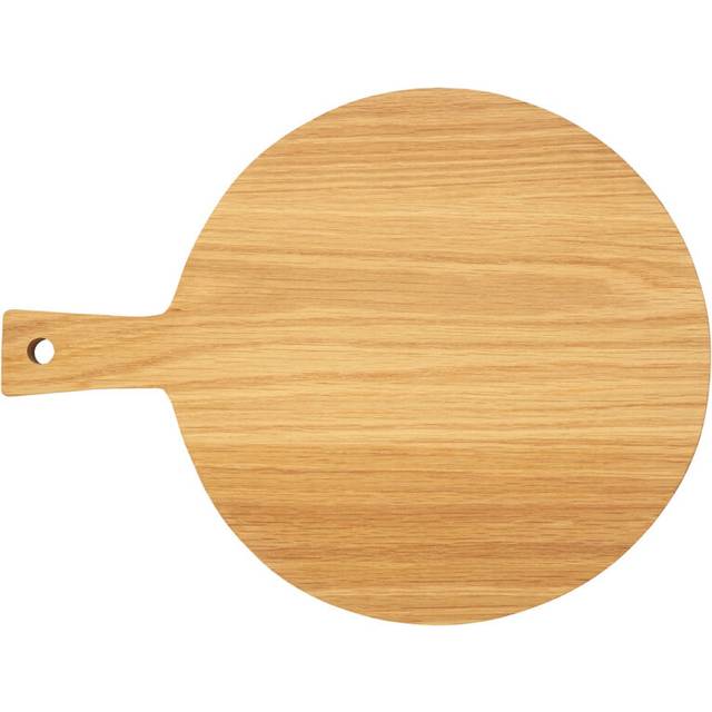 Premier Housewares - Interiors by Premier Large Oak Wood Paddle Chopping Board, Round Cutting Board for Kitchen, Stylish Natural Wood Chopping Board