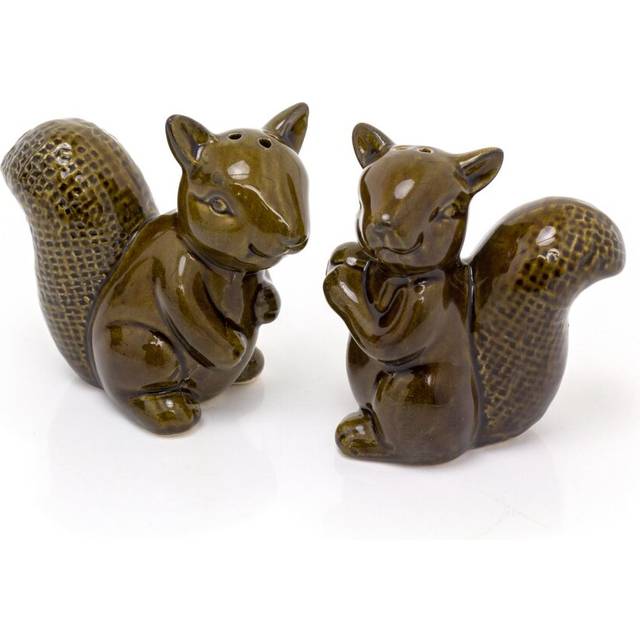 Novelty Squirrel Salt And Pepper Pots | Forest Toile Animal Salt And Pepper Shakers Salt And Pepper Set | Stoneware Cruet Set Condiment Set