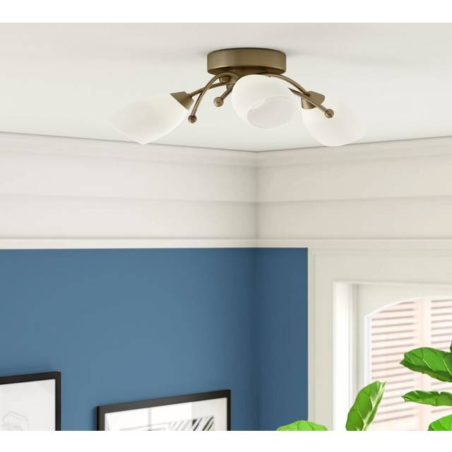 Elva Contemporary and Stylish Ceiling Light Fitting - Antique Brass (15cm H X 48cm W X 48cm D)